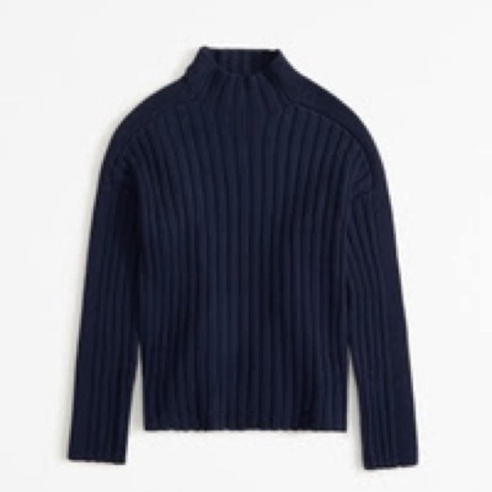Abercrombie Navy Blue Ribbed Mockneck Sweater Size L
